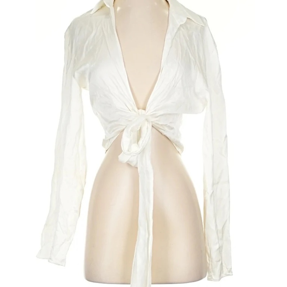Zara Linen Tie-Front Blouse